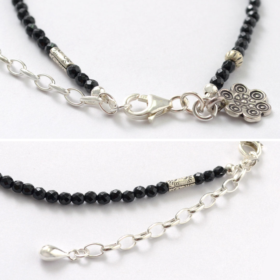 Phadua / Black Onyx(3mm)切割珠脚链调节器