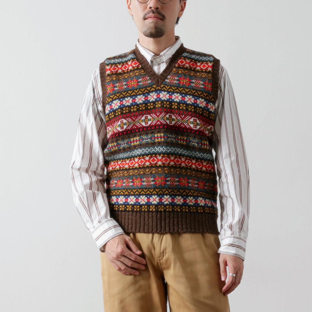 JAMIESONS / Fair Isle V-neck Vest