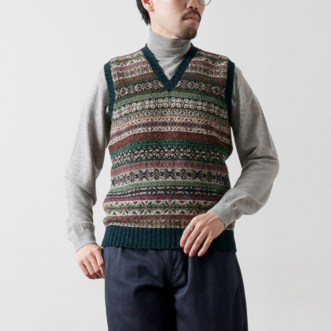 JAMIESONS / Fair Isle V-neck Vest