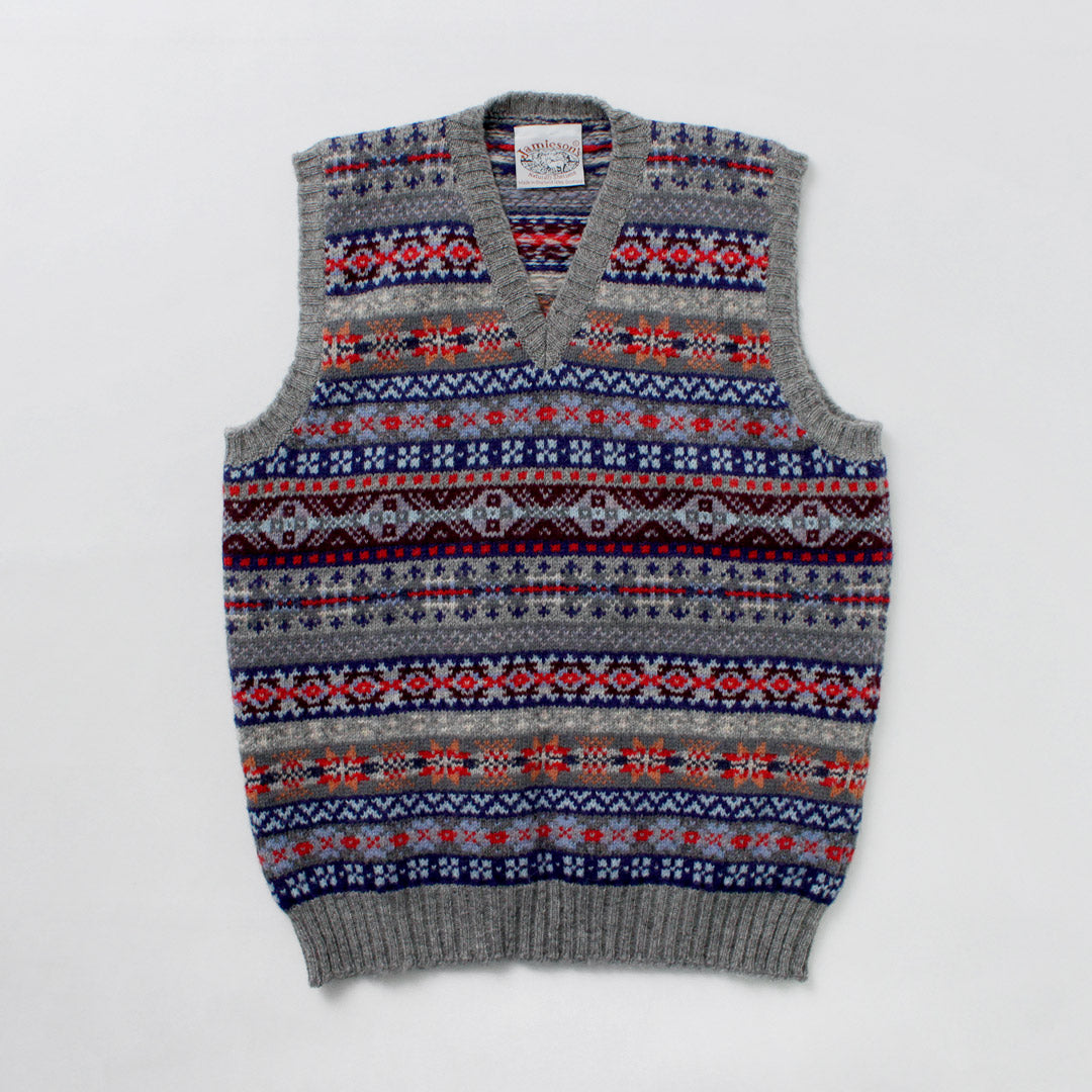 JAMIESONS / Fair Isle V-neck Vest
