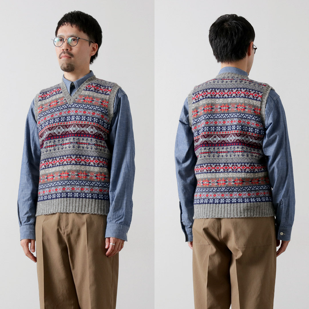 JAMIESONS / Fair Isle V-neck Vest