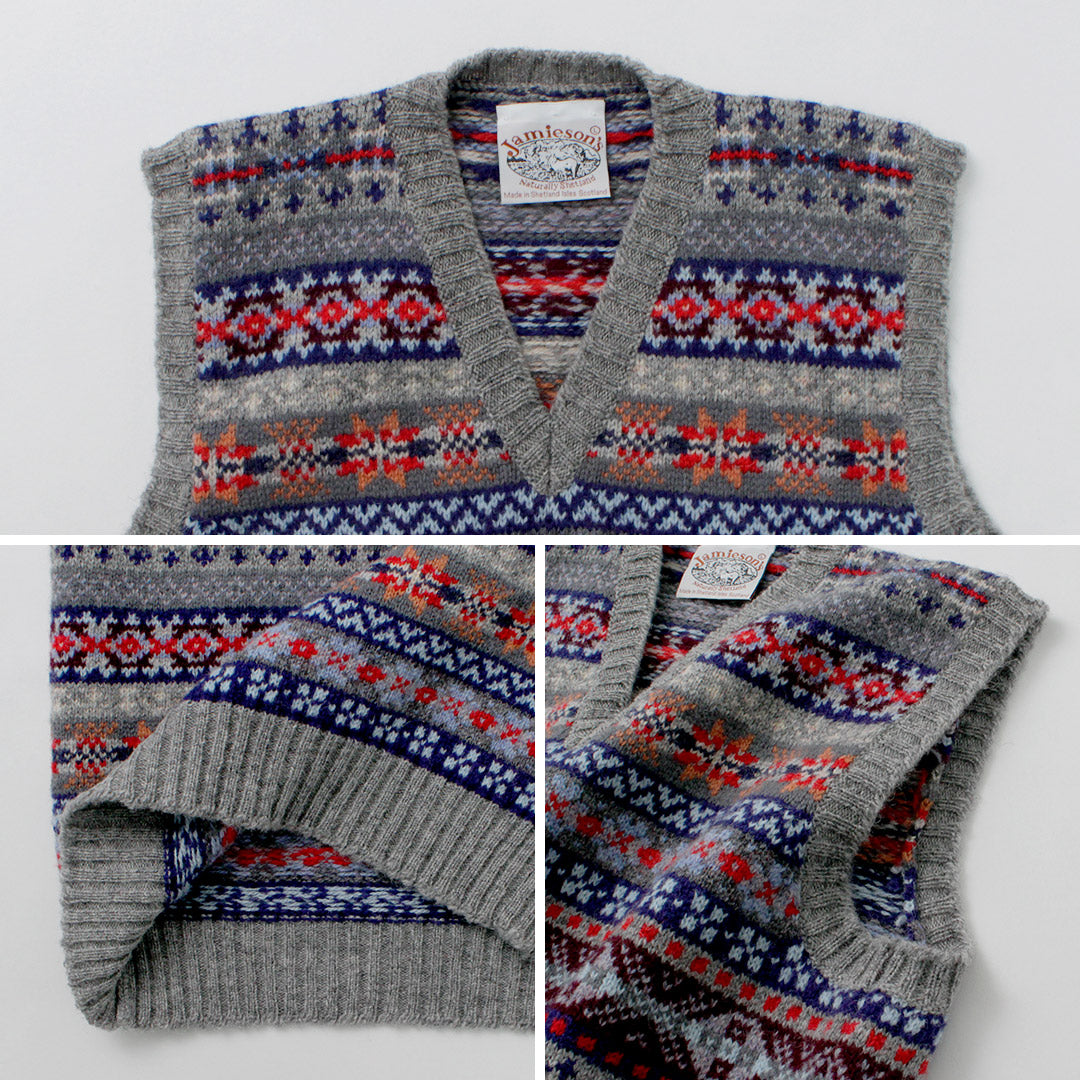 JAMIESONS / Fair Isle V-neck Vest