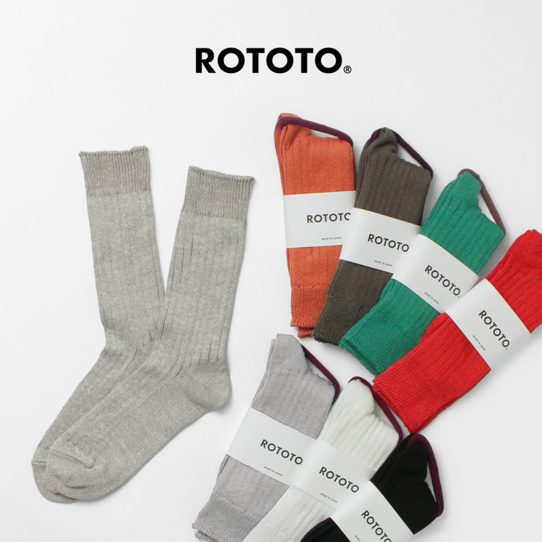 Chaussettes côtelées en coton en lin Rototo / R1461