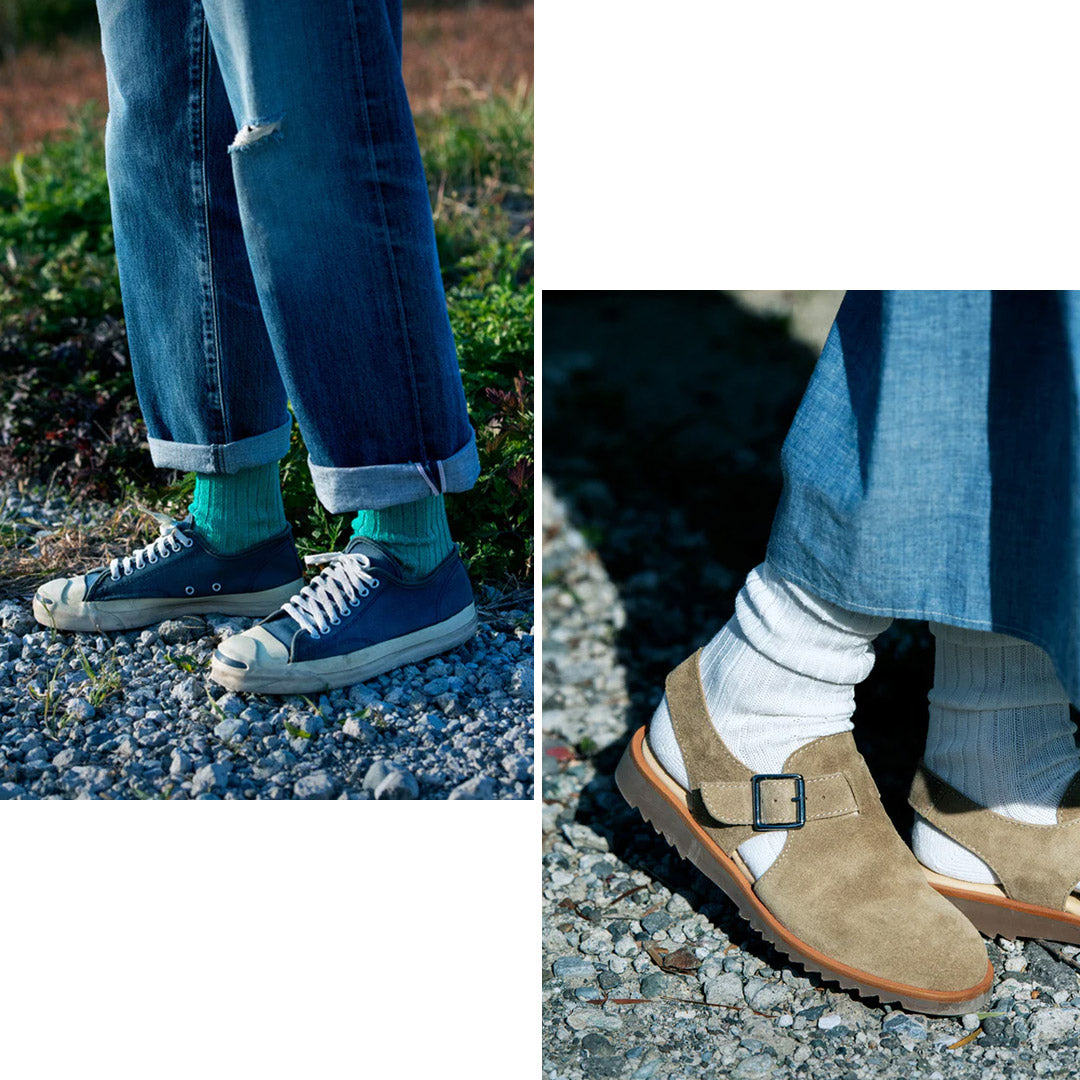 Chaussettes côtelées en coton en lin Rototo / R1461