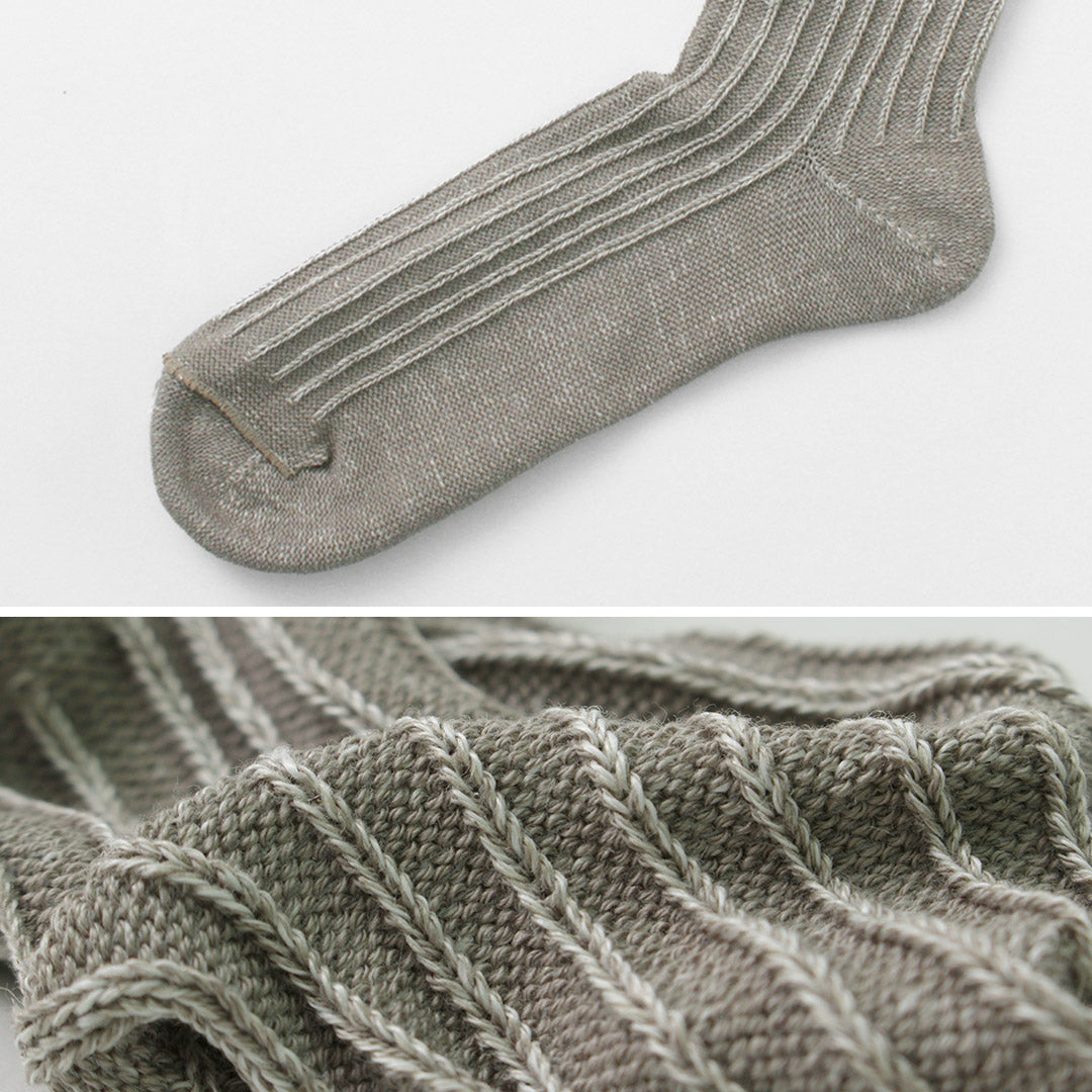 Chaussettes côtelées en coton en lin Rototo / R1461