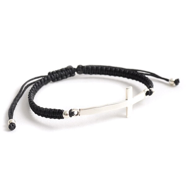 Chalisa T .. / Flatt Silver Cross Notched Cord手镯