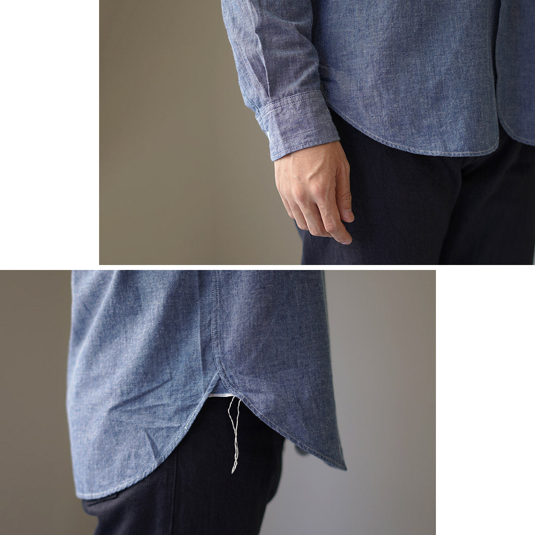 FOB Factory / F3428 Selvage Chambray Band Coll Cold / Long Manches