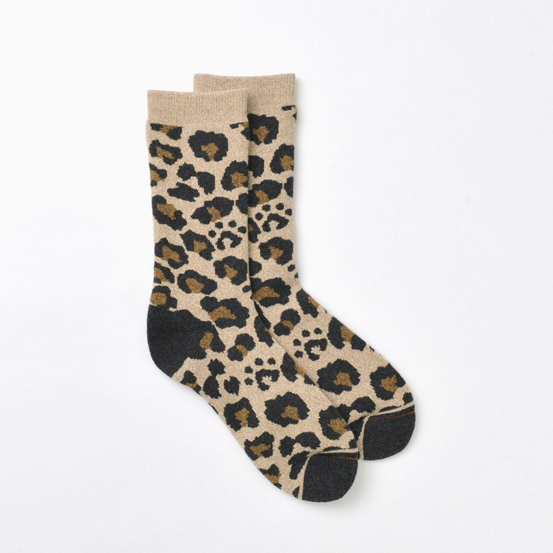 ROTOTO / R1340 Pile Leopard Crew Socks