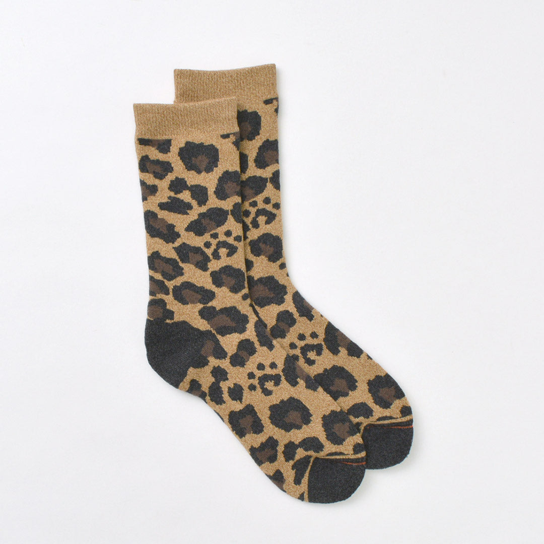 ROTOTO / R1340 Pile Leopard Crew Socks