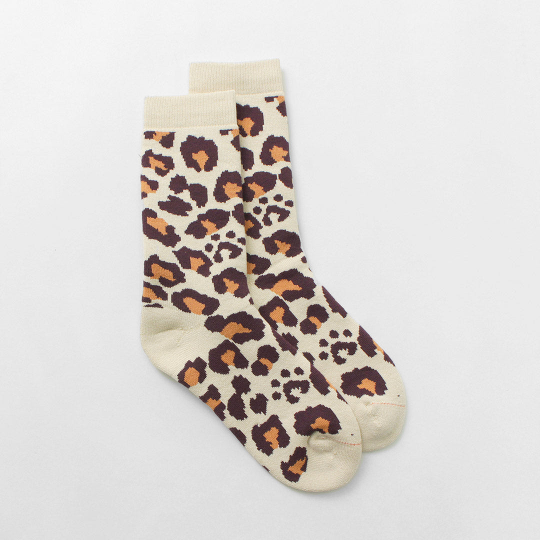 ROTOTO / R1340 Pile Leopard Crew Socks