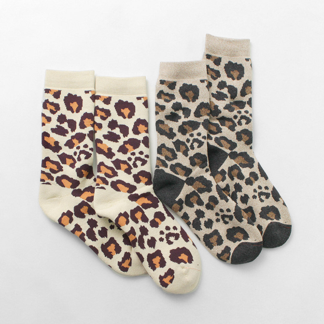 ROTOTO / R1340 Pile Leopard Crew Socks