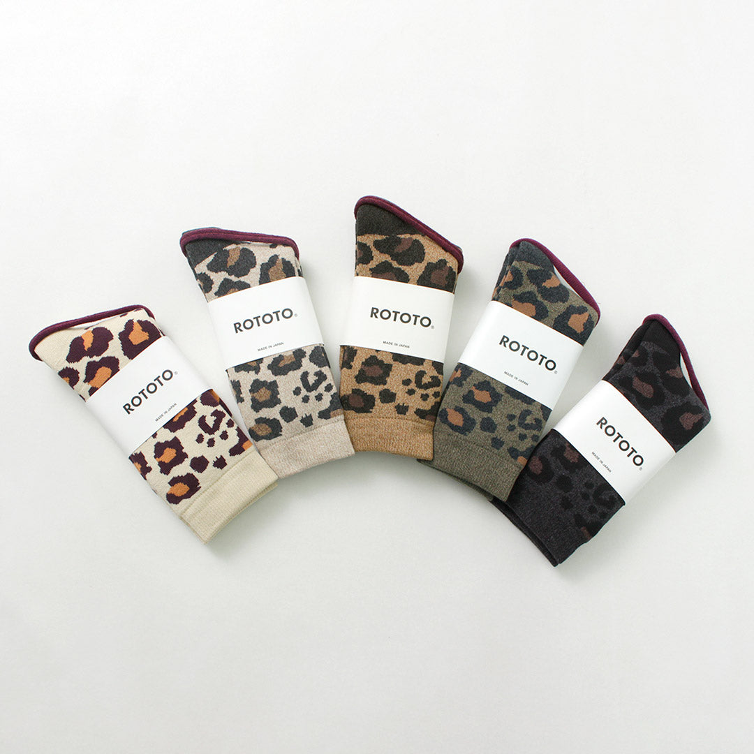 ROTOTO / R1340 Pile Leopard Crew Socks