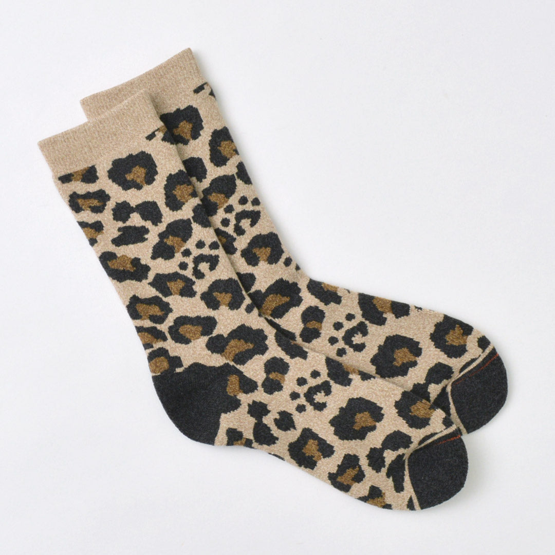 ROTOTO / R1340 Pile Leopard Crew Socks