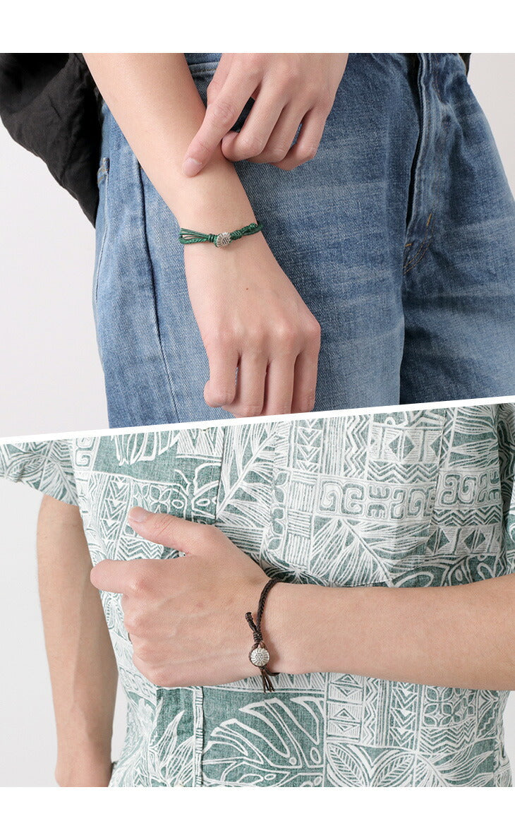 PHADUA / Wax Cord Concho Bracelet Fishbone Braid