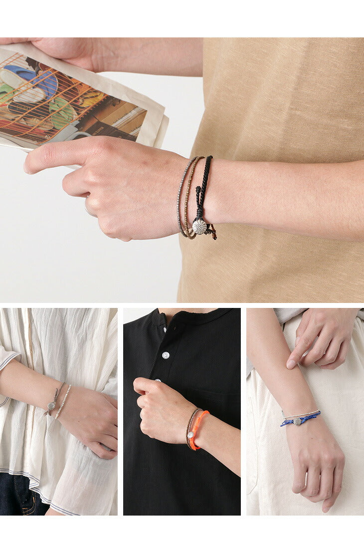 PHADUA / Wax Cord Concho Bracelet Fishbone Braid