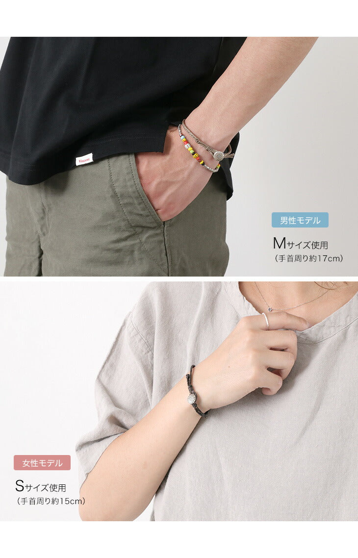PHADUA / Wax Cord Concho Bracelet Fishbone Braid