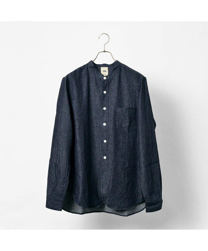 Camisa de cuello de banda de mezclilla FOB Factory / F3470