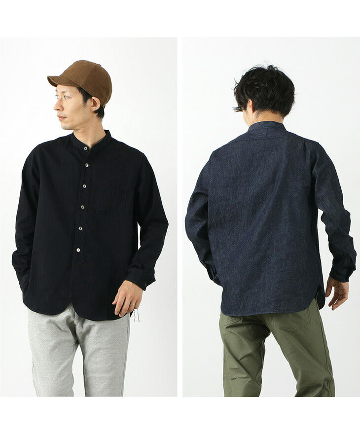 Camisa de cuello de banda de mezclilla FOB Factory / F3470