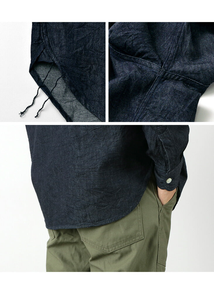 Camisa de cuello de banda de mezclilla FOB Factory / F3470
