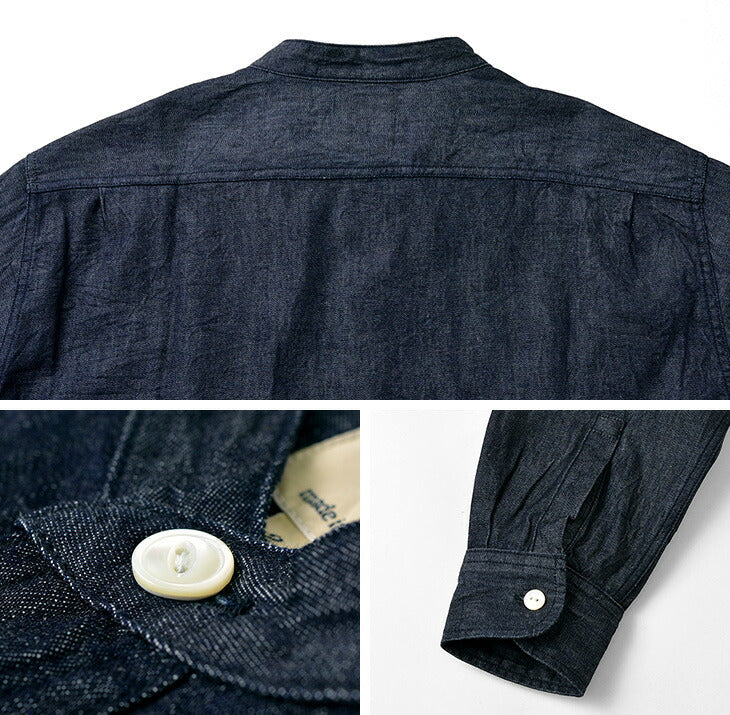Camisa de cuello de banda de mezclilla FOB Factory / F3470