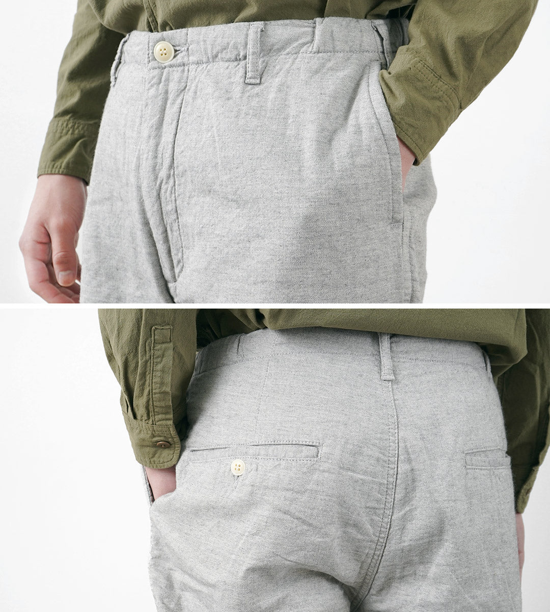 FOB FACTORY / F0513 Cotton Linen Double Weave Chambray Pants