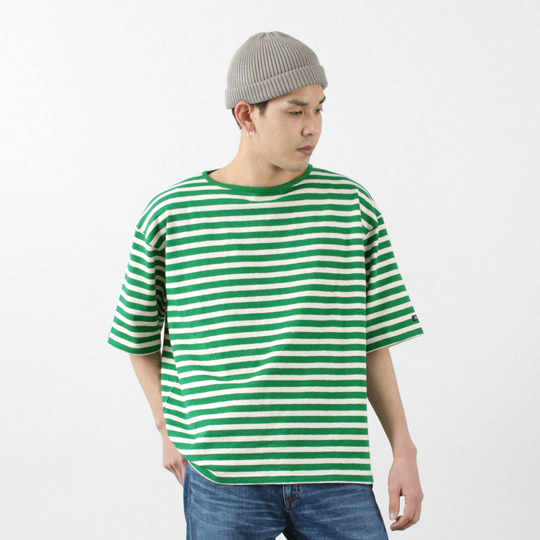 TIEASY / HDCS Big stripe boat-neck T-shirt