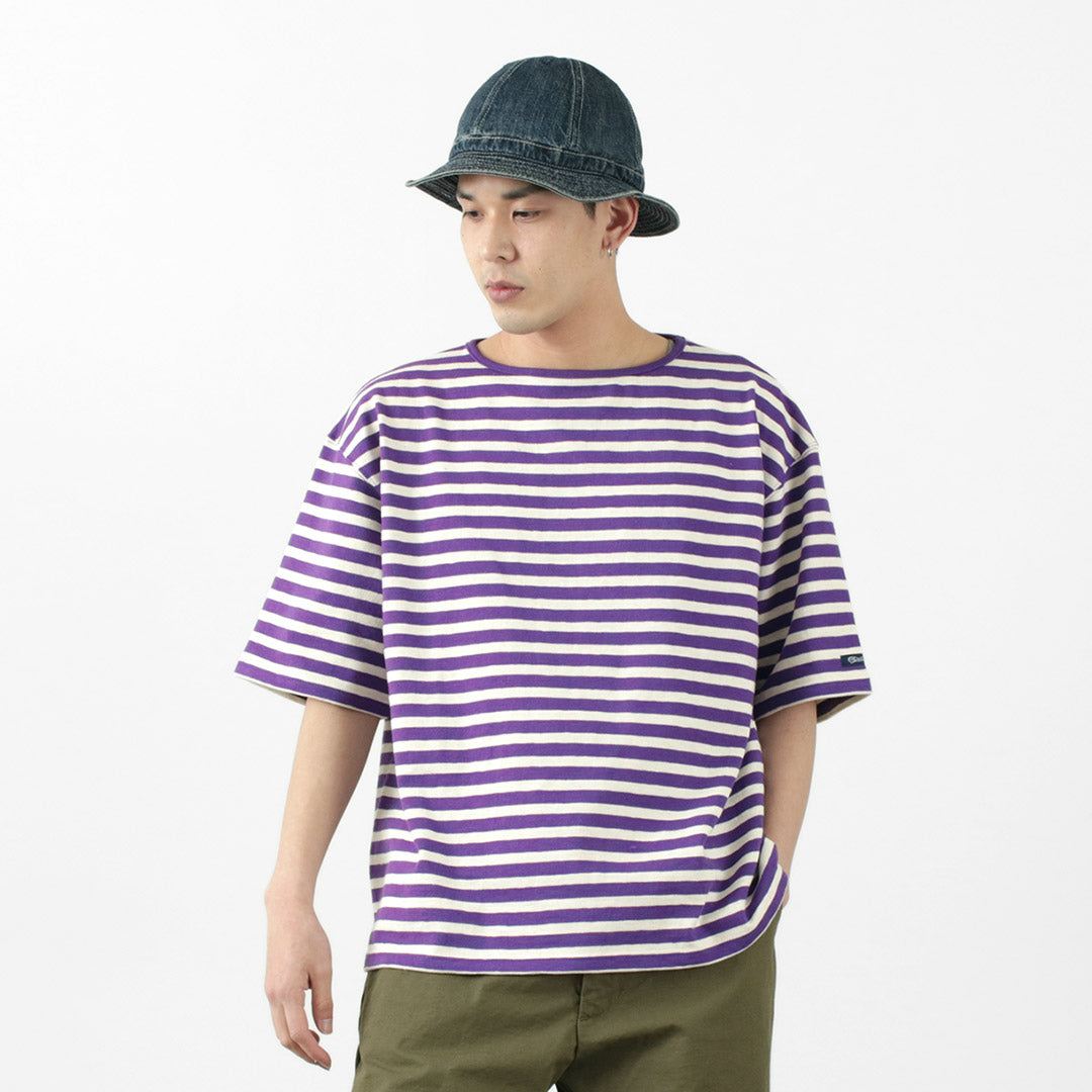 TIEASY / HDCS Big stripe boat-neck T-shirt
