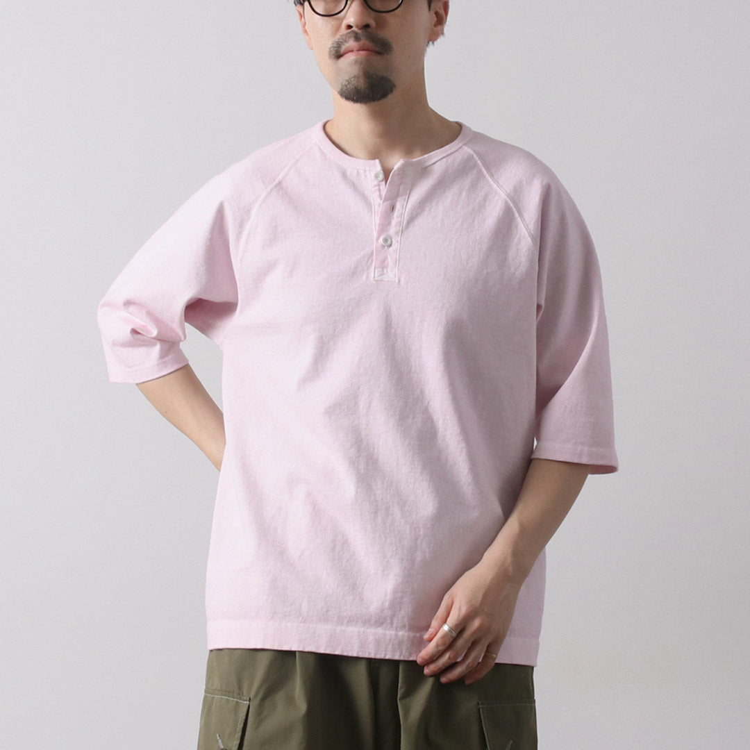 Bon t-shirt de cou rétro lourd sur / demi-manche