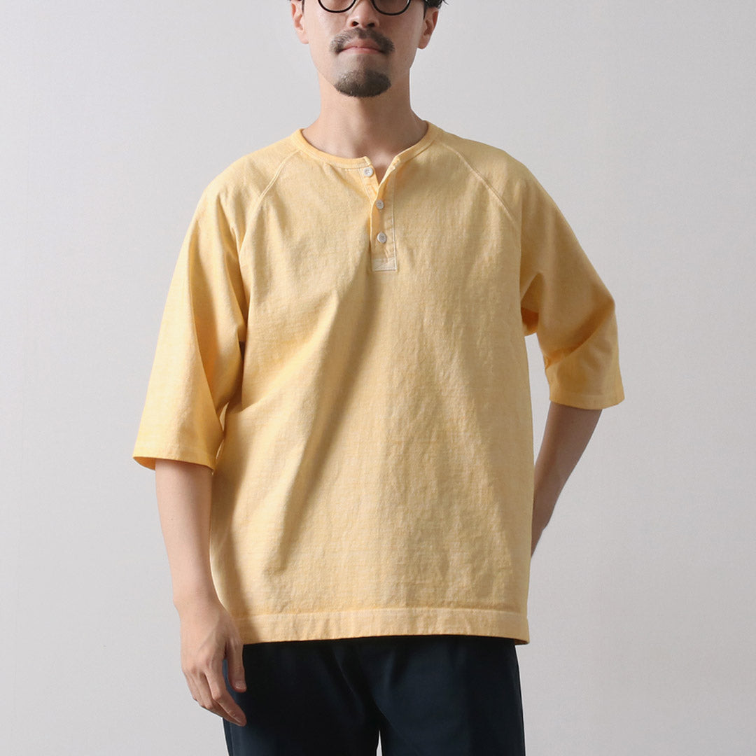 Bon t-shirt de cou rétro lourd sur / demi-manche