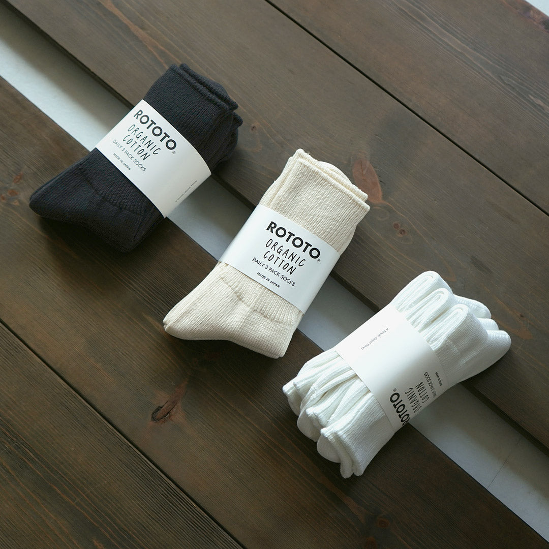 ROTOTO / Organic Daily 3 Pack Rib Crew Socks