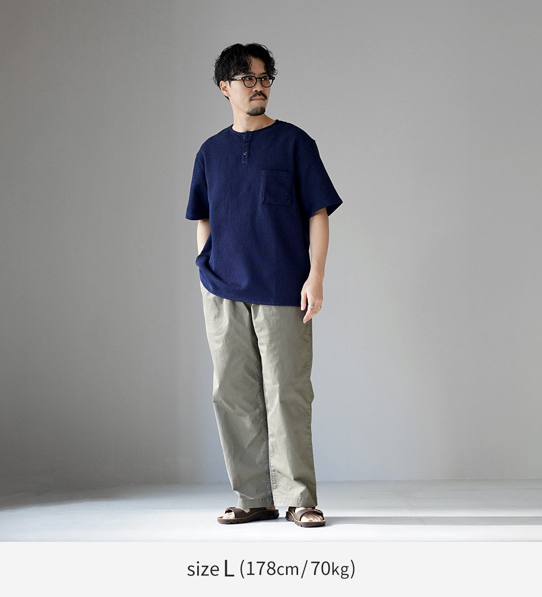 FOB FACTORY / F3493 靛蓝华夫格 T 恤