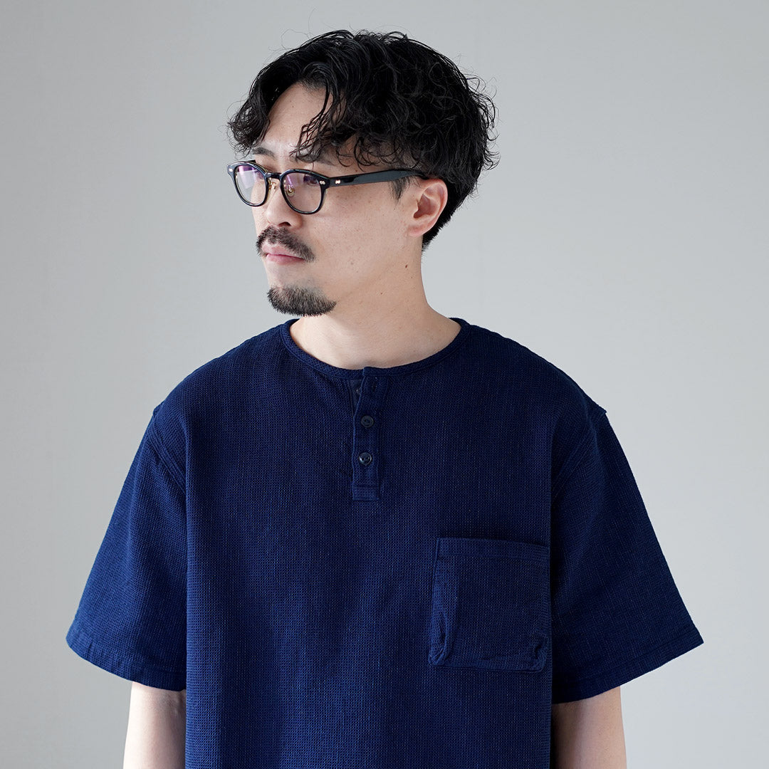 FOB FACTORY / F3493 靛蓝华夫格 T 恤