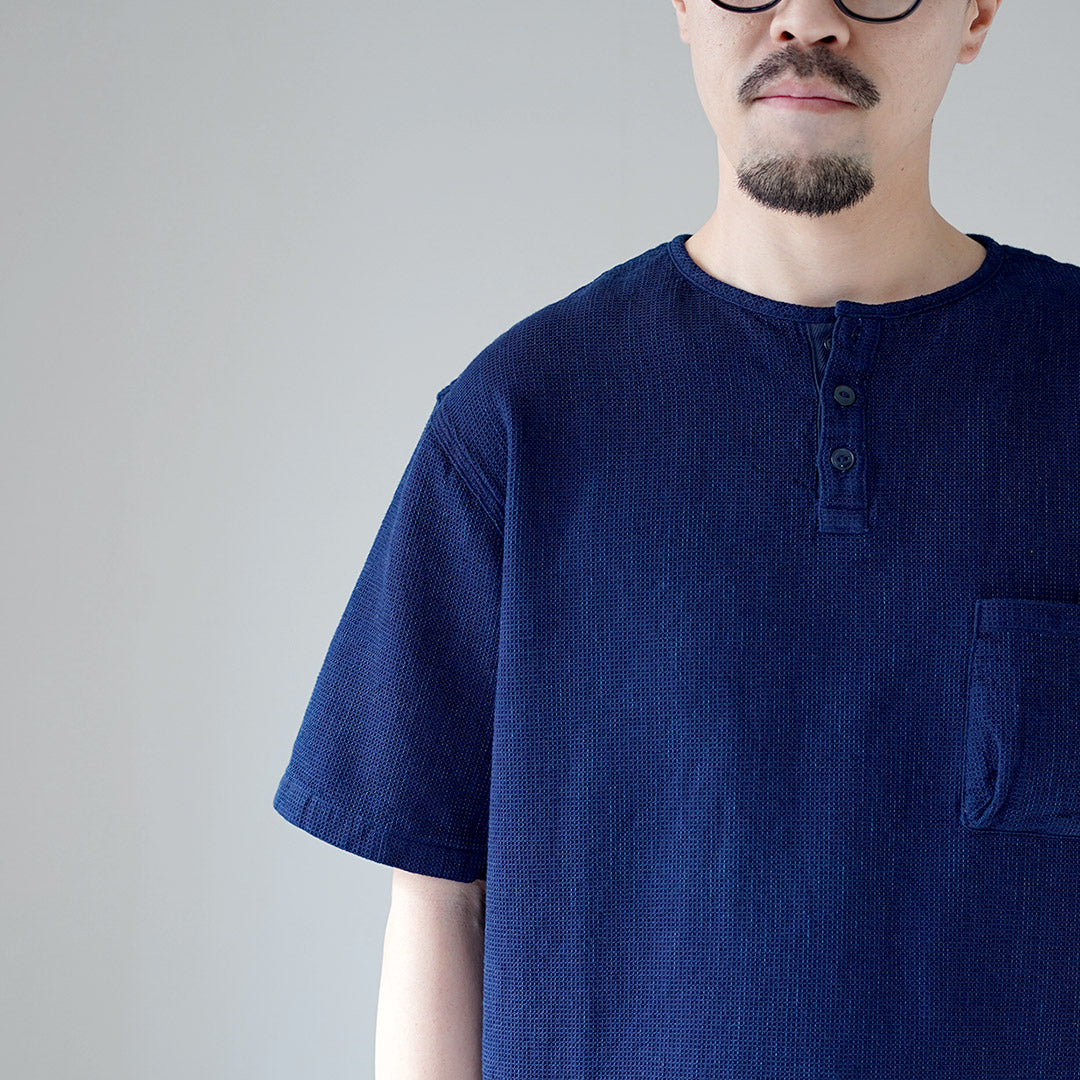 FOB FACTORY / F3493 靛蓝华夫格 T 恤