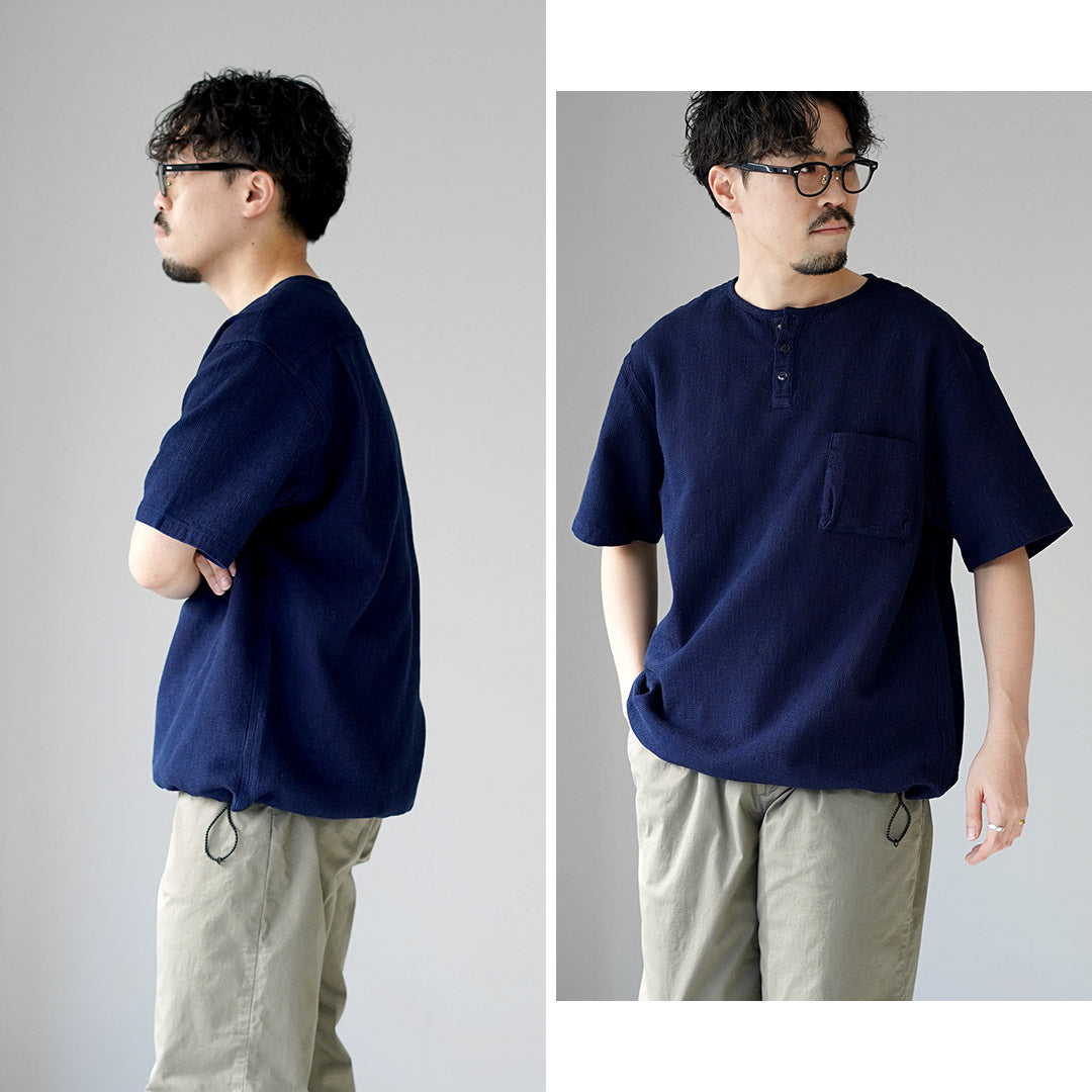 FOB FACTORY / F3493 靛蓝华夫格 T 恤