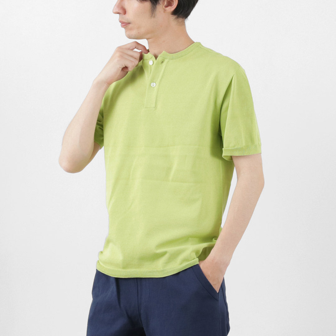 SOGLIA / Cotton Fitted Seamless Henry Neck Knit Tee