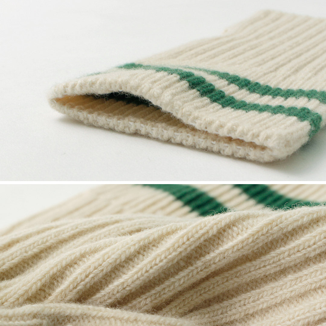 ROTOTO / Merino Lamb Wool Striped Seamless Hand Warmer