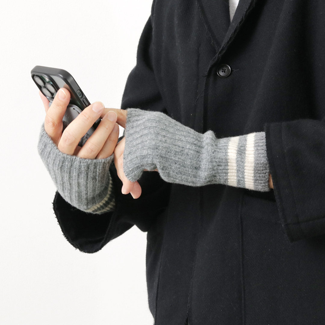 ROTOTO / Merino Lamb Wool Striped Seamless Hand Warmer