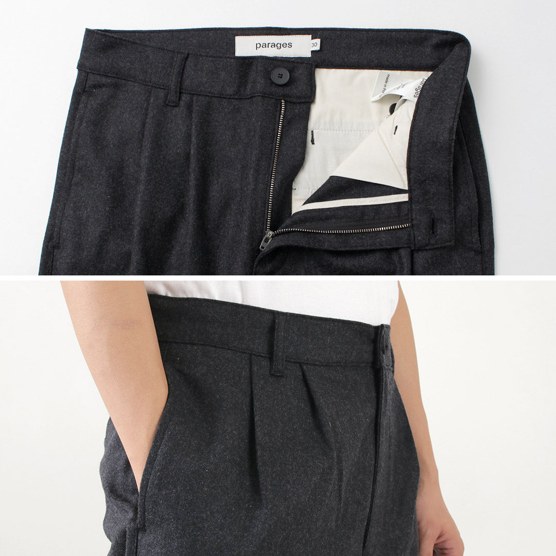 PARAGES / Double Pleats Wool Pants