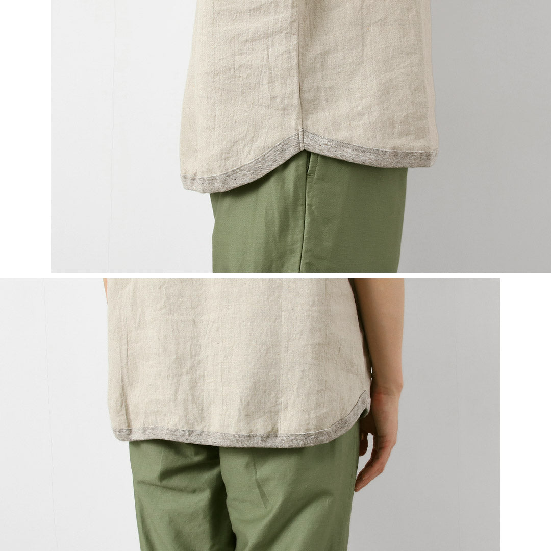 RE MADE IN TOKYO JAPAN / French Linen Henley-Neck T-Shirt