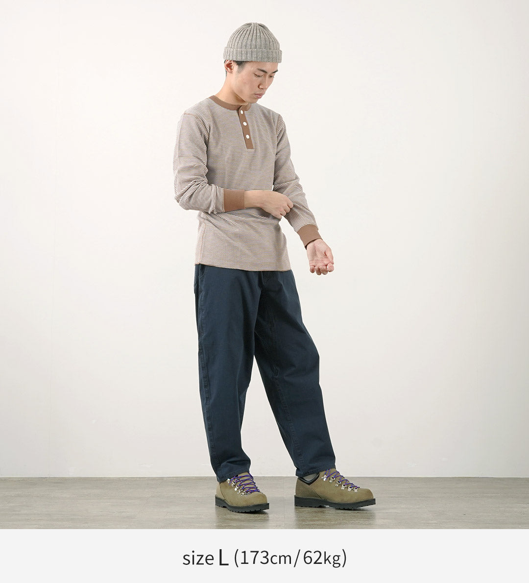 Health Knit / Basic Waffle Henley Neck长袖