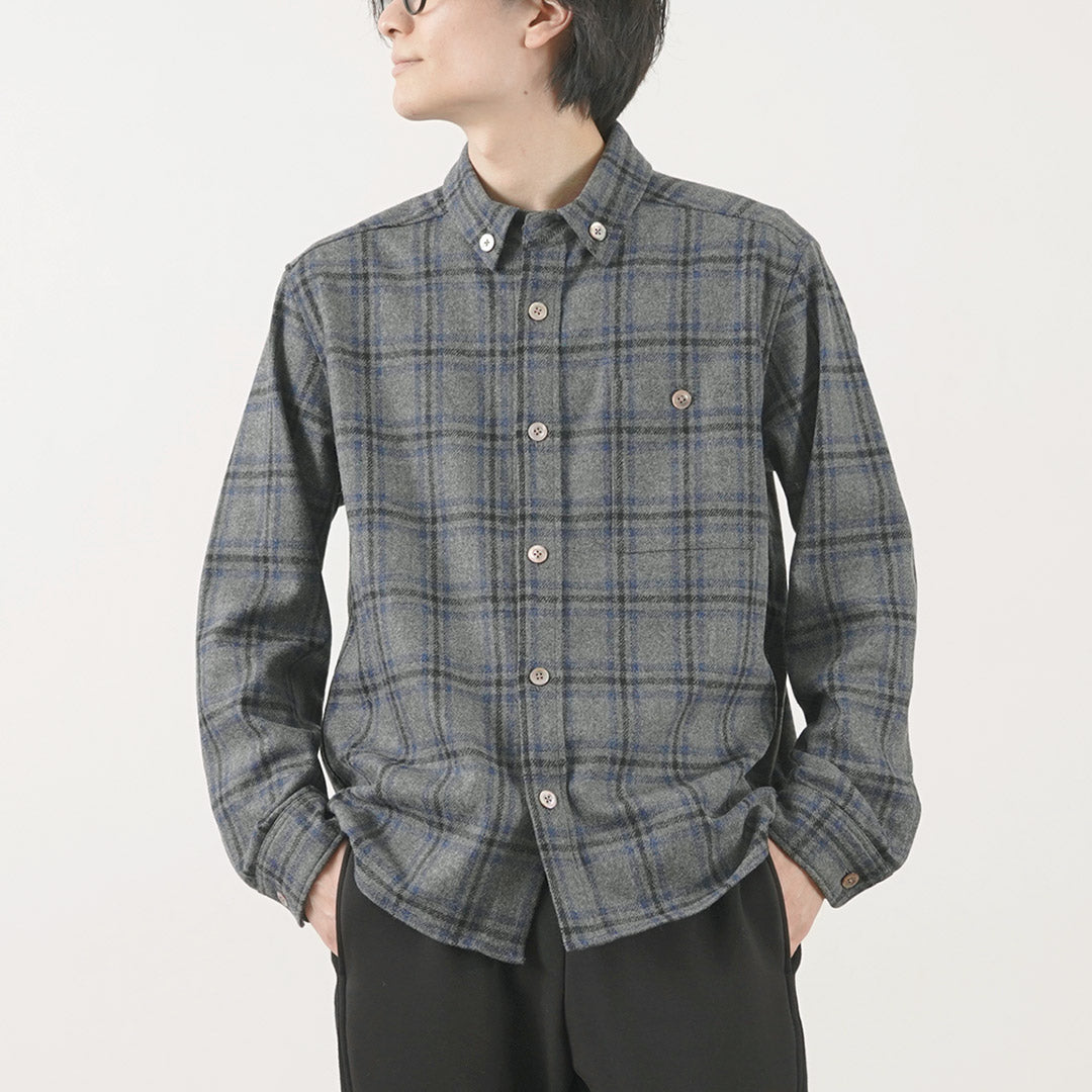 RE MADE IN TOKYO JAPAN / Craft Wool Plaid CPO Button Down Shirt