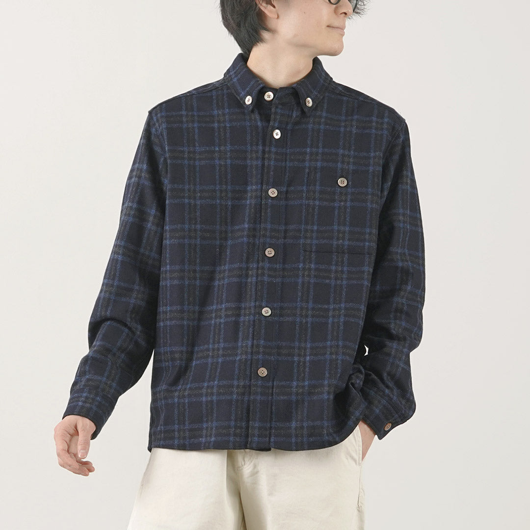 RE MADE IN TOKYO JAPAN / Craft Wool Plaid CPO Button Down Shirt