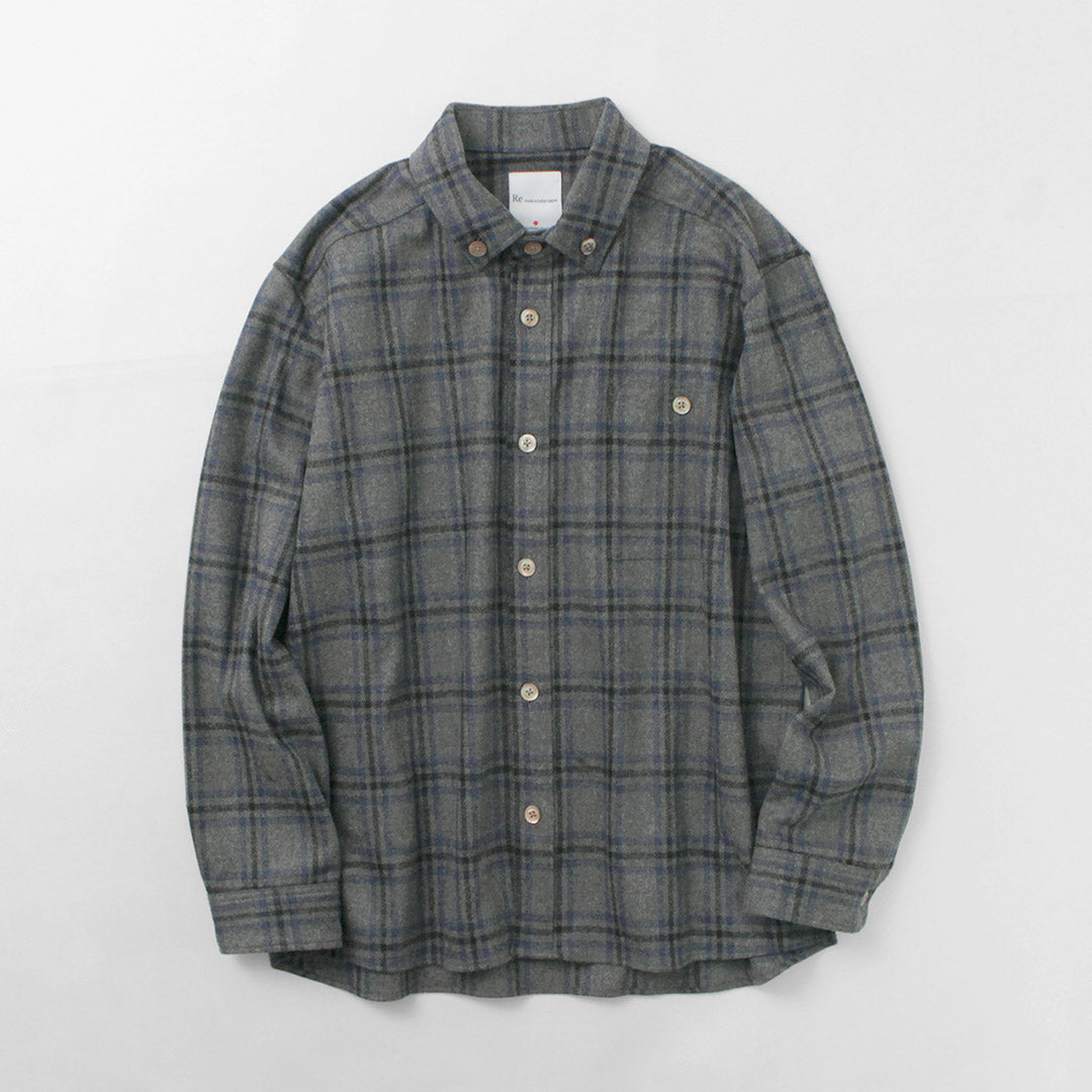 RE MADE IN TOKYO JAPAN / Craft Wool Plaid CPO Button Down Shirt