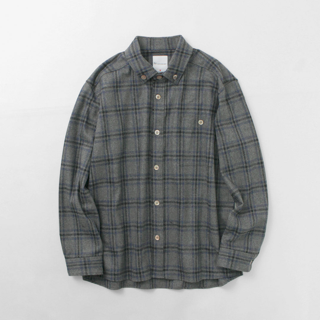 RE MADE IN TOKYO JAPAN / Craft Wool Plaid CPO Button Down Shirt