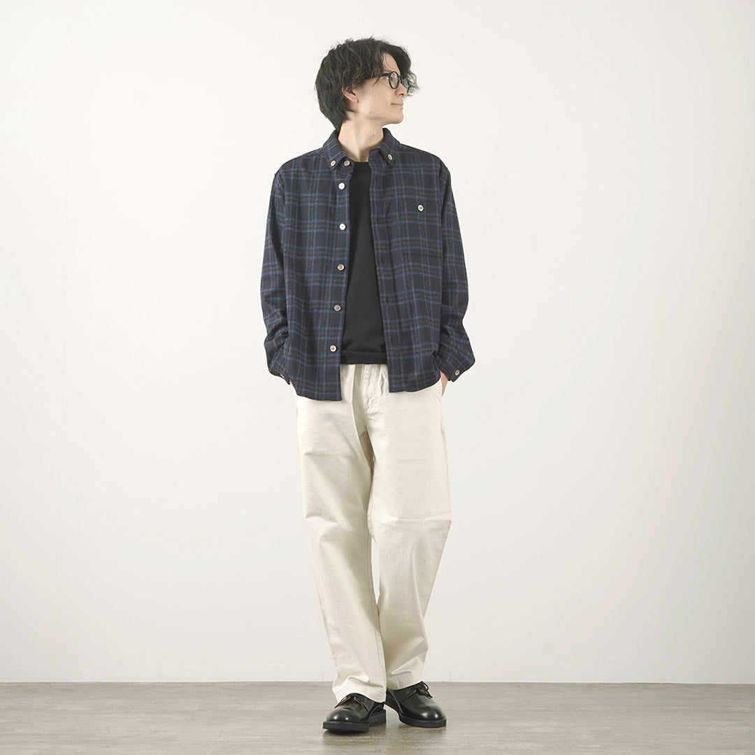 RE MADE IN TOKYO JAPAN / Craft Wool Plaid CPO Button Down Shirt