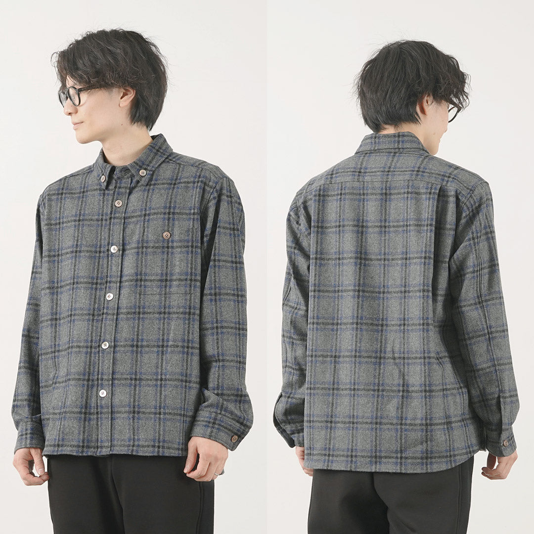 RE MADE IN TOKYO JAPAN / Craft Wool Plaid CPO Button Down Shirt