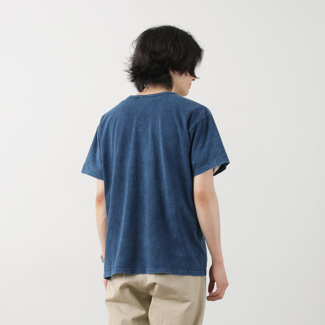 GOOD ON / Indigo Short Sleeve Henley Neck T-Shirt
