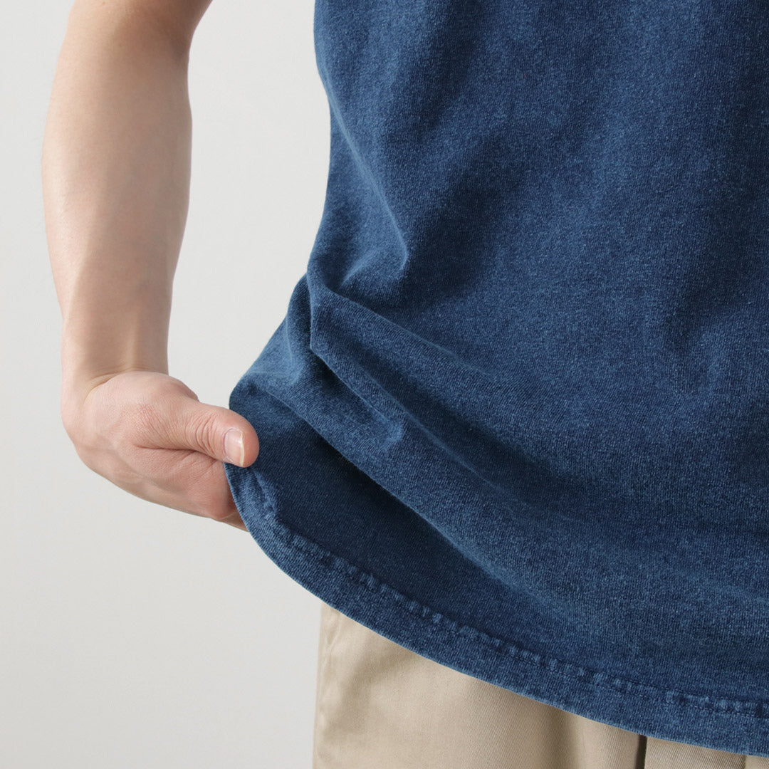 GOOD ON / Indigo Short Sleeve Henley Neck T-Shirt