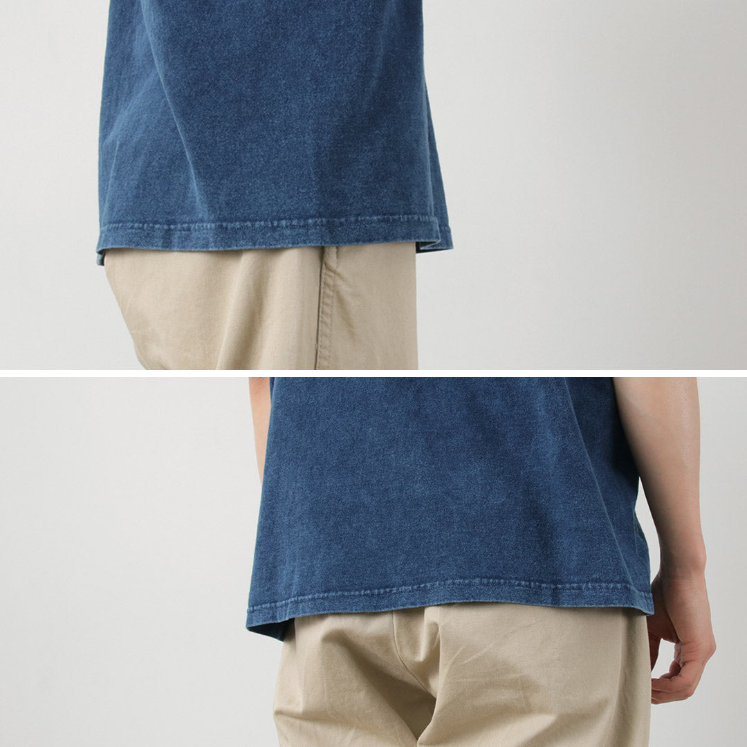 GOOD ON / Indigo Short Sleeve Henley Neck T-Shirt