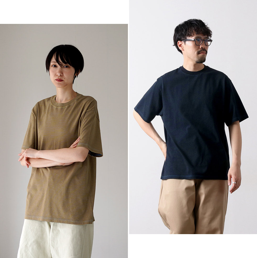 Yonetomi新基本 /服装染料条纹T恤